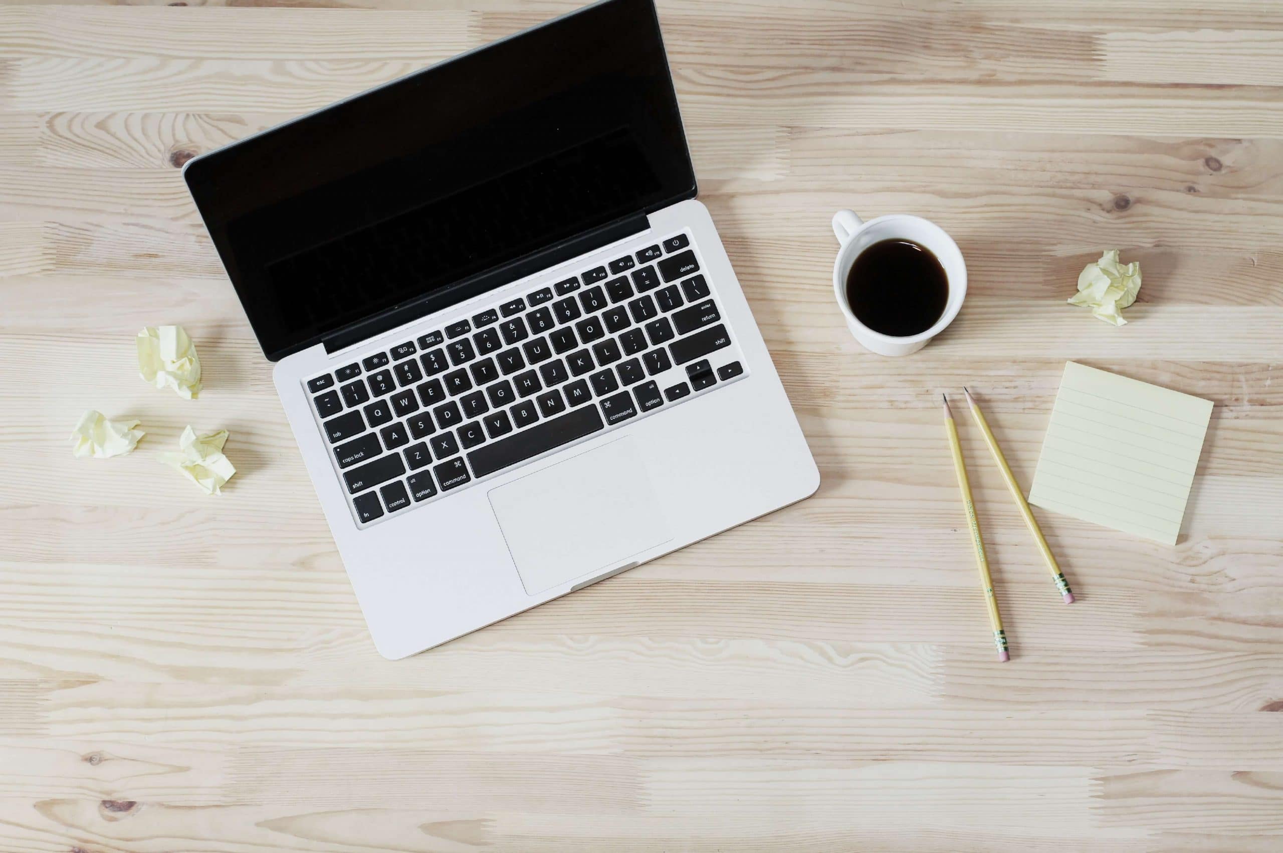 flatlay laptop table